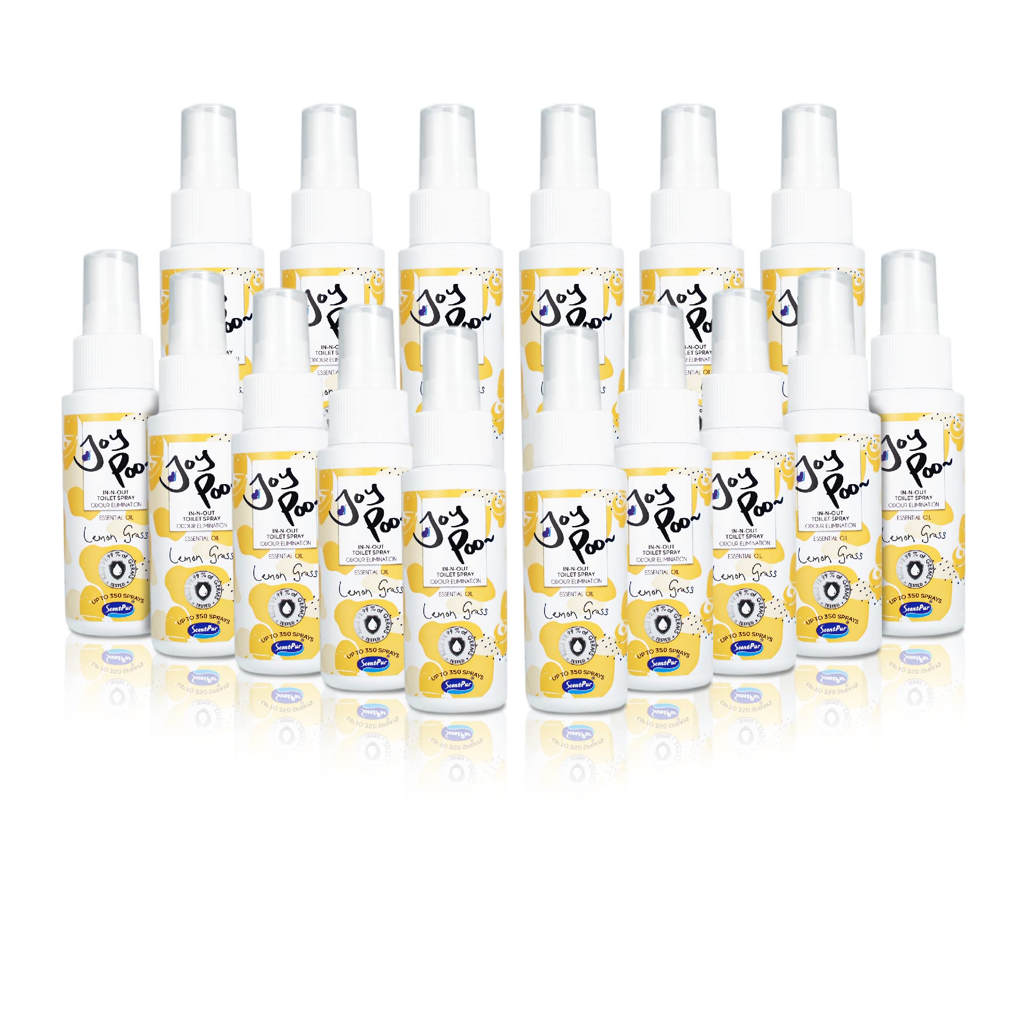 16x JoyPoo Toilet Odor Natural Essential Oil Elimination Spray (Lemon Grass) 2oz/Bottle, Eliminates 