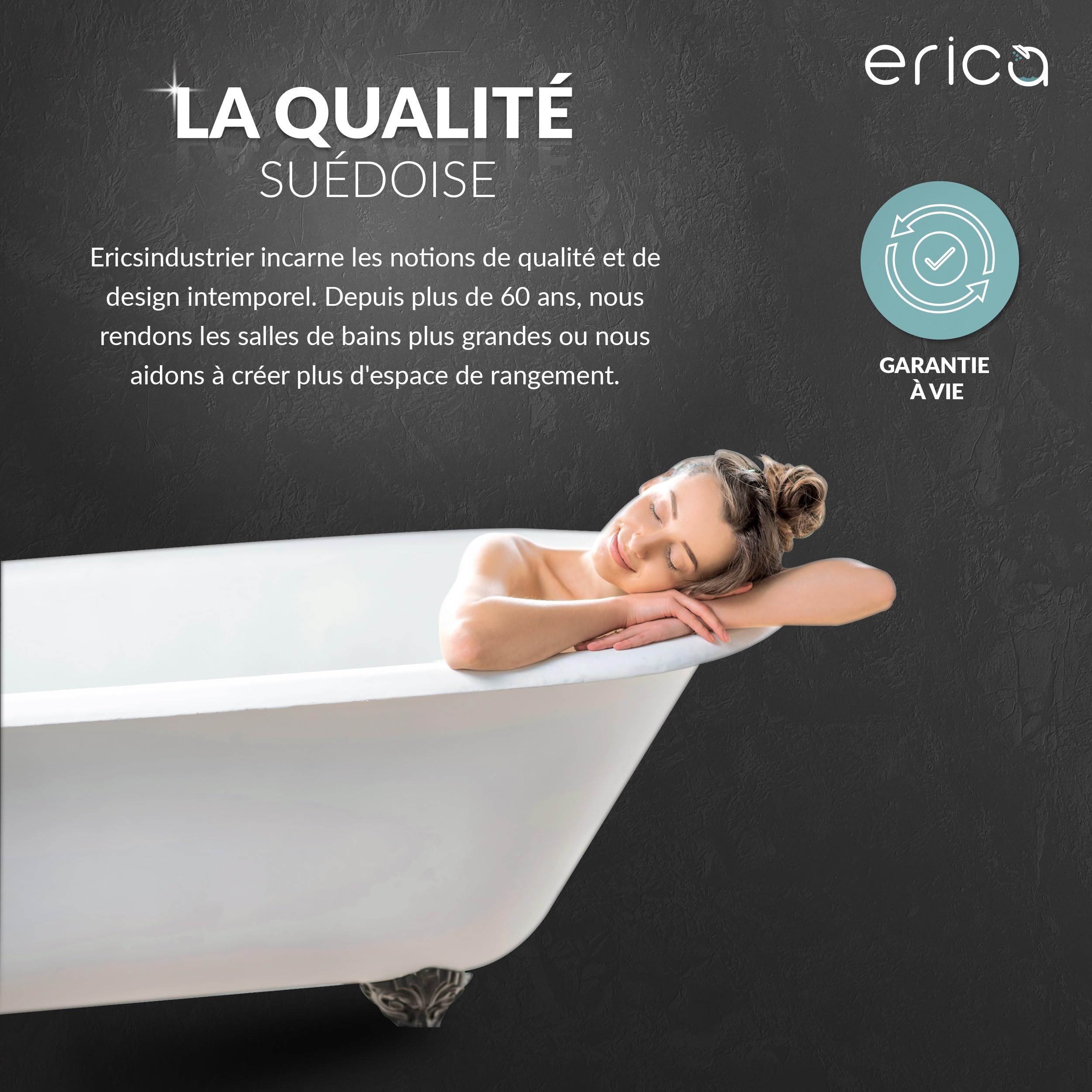 Erica Barre de Rideau de Douche D'angle 140x140cm, 100% Antirouille – Gris | 140x140 cm, Fixation Murale - sans Fixation au Plafond, Barre de Douche Incurvée, Acier Thermolaqué Gris, 100% Antirouille
