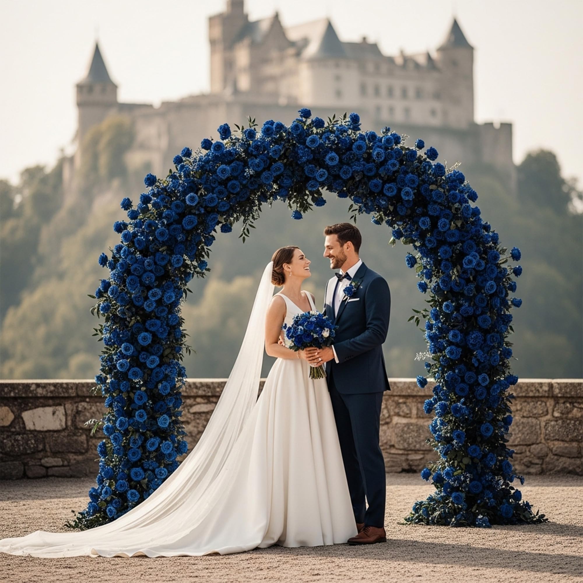 Auihiay 60PCS Fake Blue Roses, Artificial Blue Flowers, Silk Faux Rose with Long Stems for Wedding Centerpieces Cake - Image 3