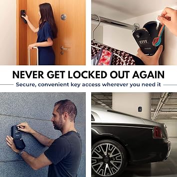 Rhino Lock Secure Pro - Combination Key Safe Wall Mounted - Lock Box/Key Box- Large Internal Storage for Keys with 4 Digit Lock, Emergency Key Access & Patented Code Recovery System #UKBrand (Black)