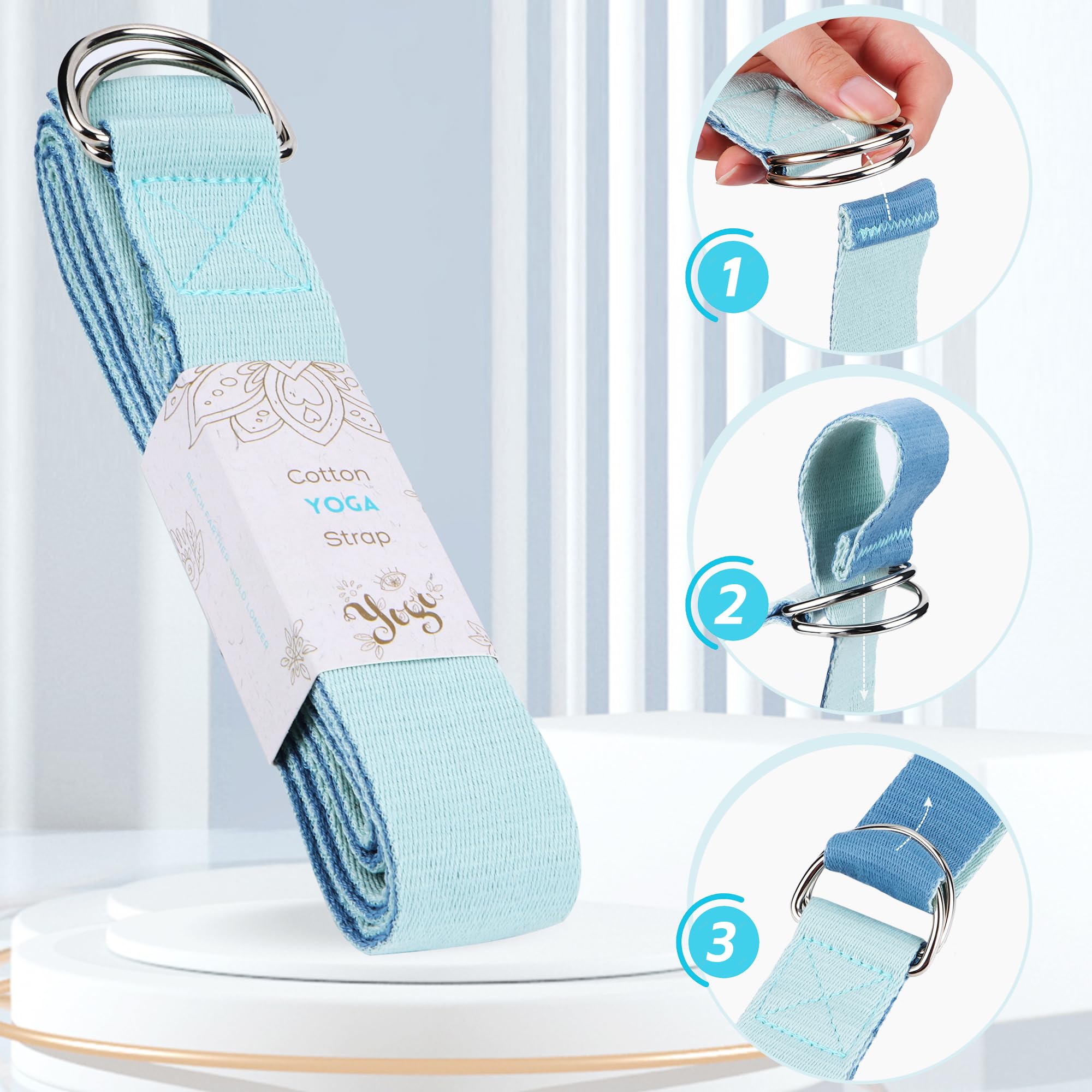 Cinghia Yoga Flintronic 2.5m - In Cotone E Poliestere, Con Fibbia D | Per Stretching, Pilates E Allenamento - Foto 7