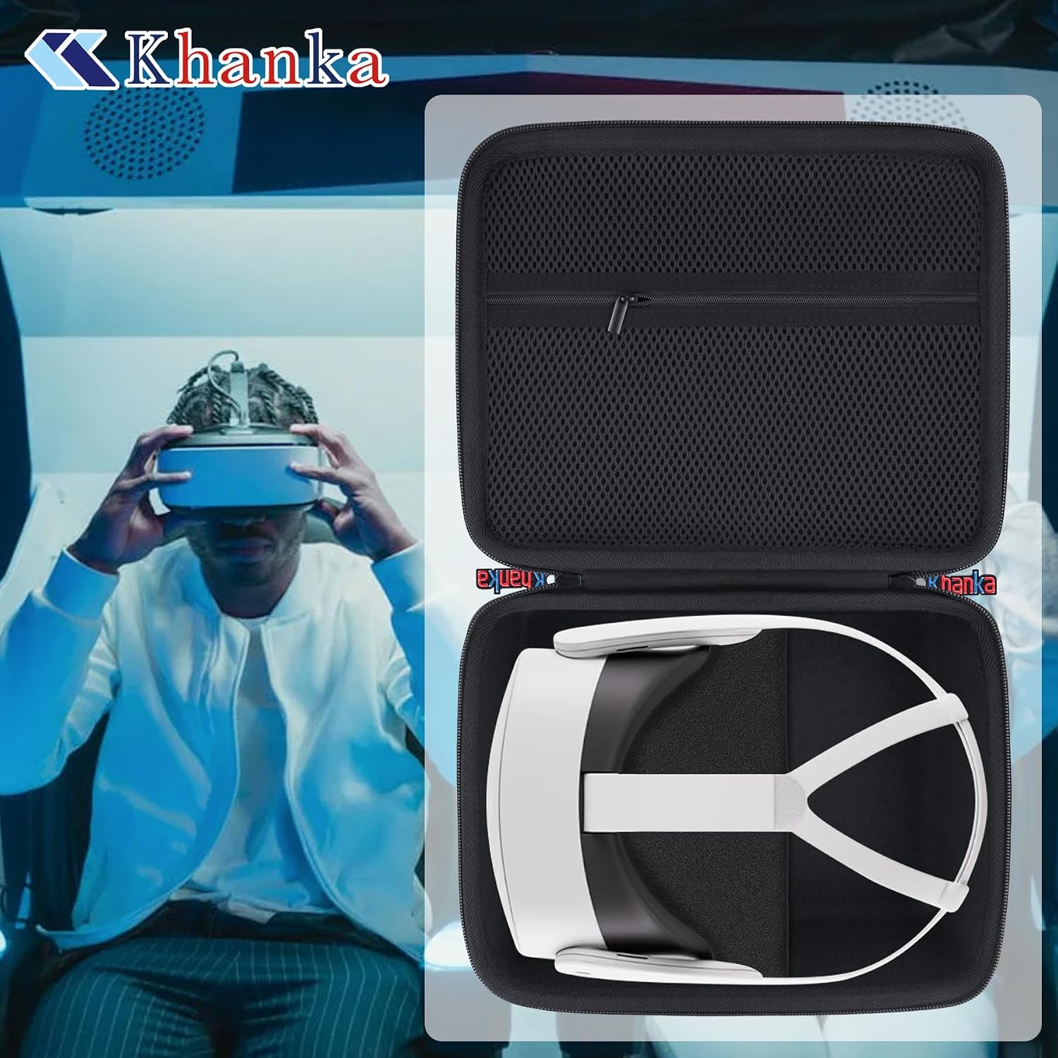 khanka Hard Carrying Case for Meta Quest 3 / Oculus Meta Quest 3s – Shockproof EVA Travel Storage Box Compatible with Meta Quest 3 Accessories, Headset, Charger – VR Meta Quest 3s Case Only