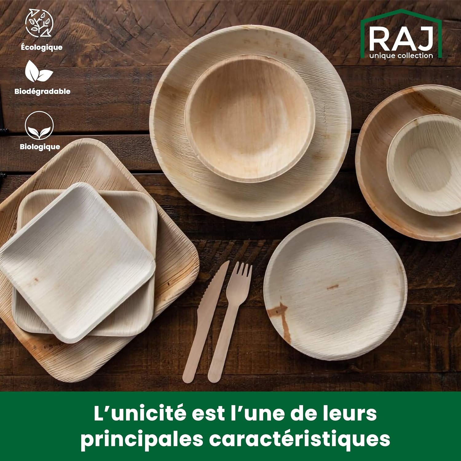 Raj Palm Leaf Disposable Heavy Duty 4" Square Bowls 25 Pack | Strong Palm Leaf Plates like Bamboo Bowls for weddings, parties, BBQs, picnics, camping, Home use, lunch & dinner