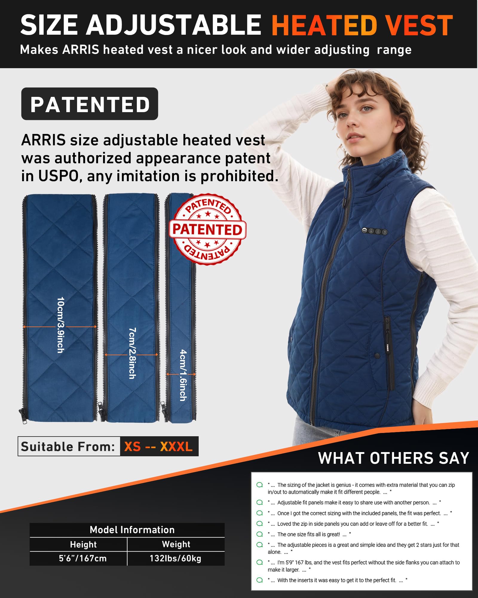 ARRIS Women`s Heated Vest, Size Adjustable 7.4V Electric Warm Vest with Battery Pack…