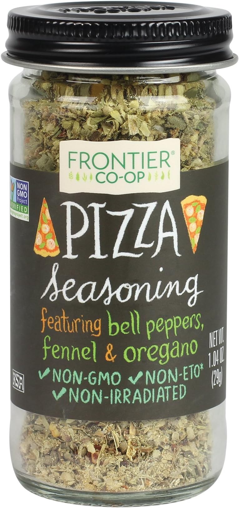 Frontier Co-opPizza Seasoning, 1.04-Ounce Jar, Featuring Bell Pepper, Fennel Seed & Oregano, Great on Pasta and Salads
