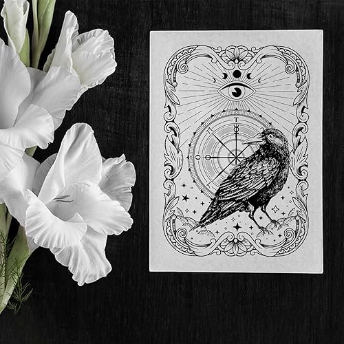 Miniatura 4 de GLOBLELAND Sellos transparentes con fondo de cuervo de tarot, sellos transparentes decorativos de silicona para hacer tarjetas y álbumes de
