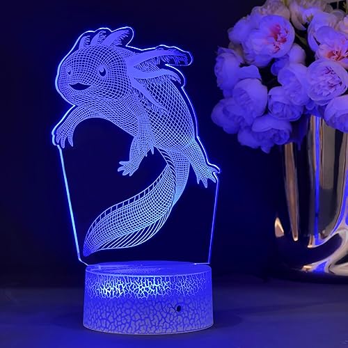 Miniatura 5 de Brigifits - Luz nocturna de ajolote para niños, decoración de habitación de niños y niñas que cambia de color, como regalo de cumpleaños, Navidad