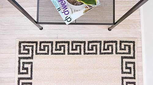 Miniatura 5 de Unique Loom Athens Collection - Alfombra clásica geométrica moderna con diseño de bordes, 3 pies 3 pulgadas x 5 pies 3 pulgadas, beigemarrón