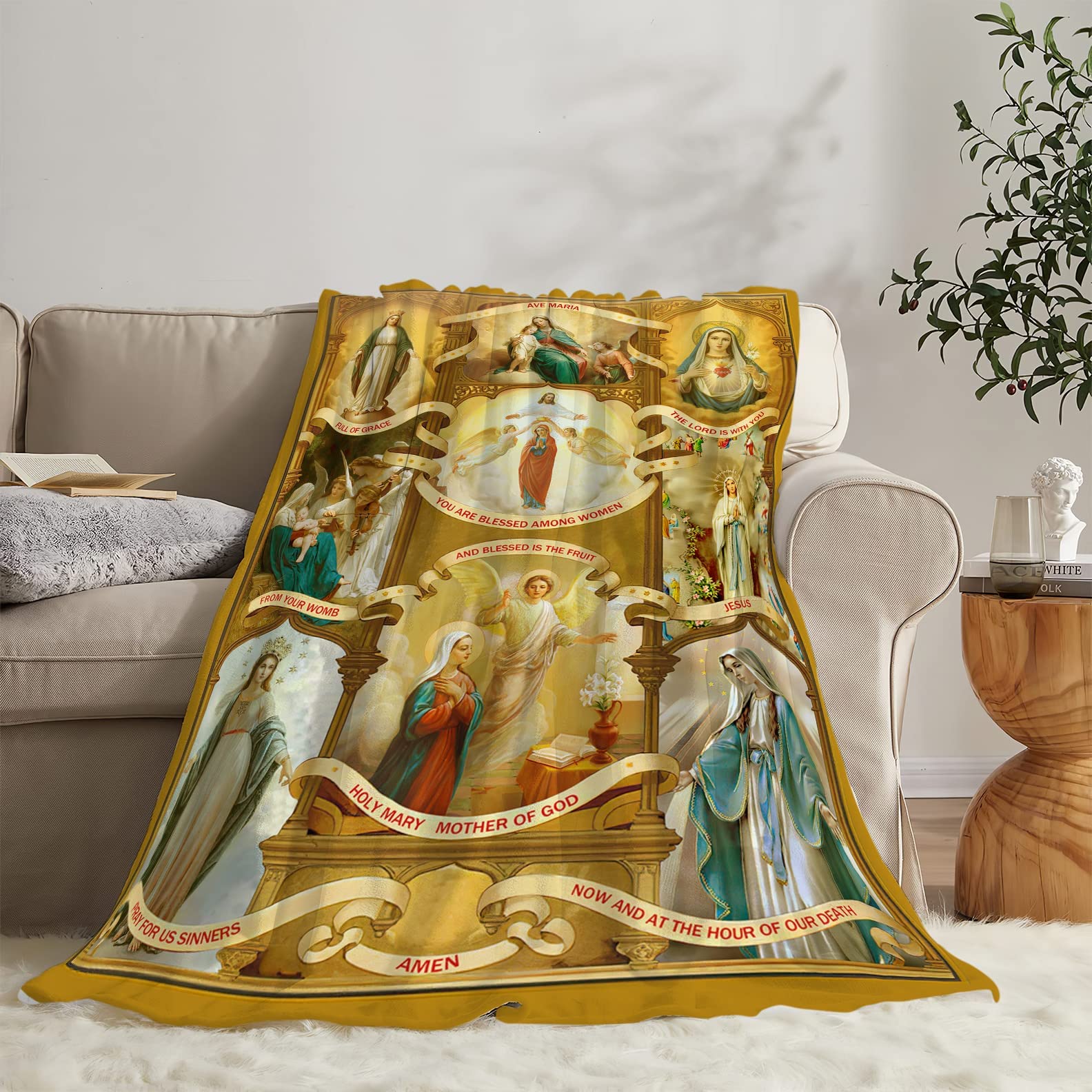 Jungfrau Maria Flanell-Decke – Personalisierbar, 76,2 X 101,6 Cm, Weich & Kuschelig Für Couch & Bett