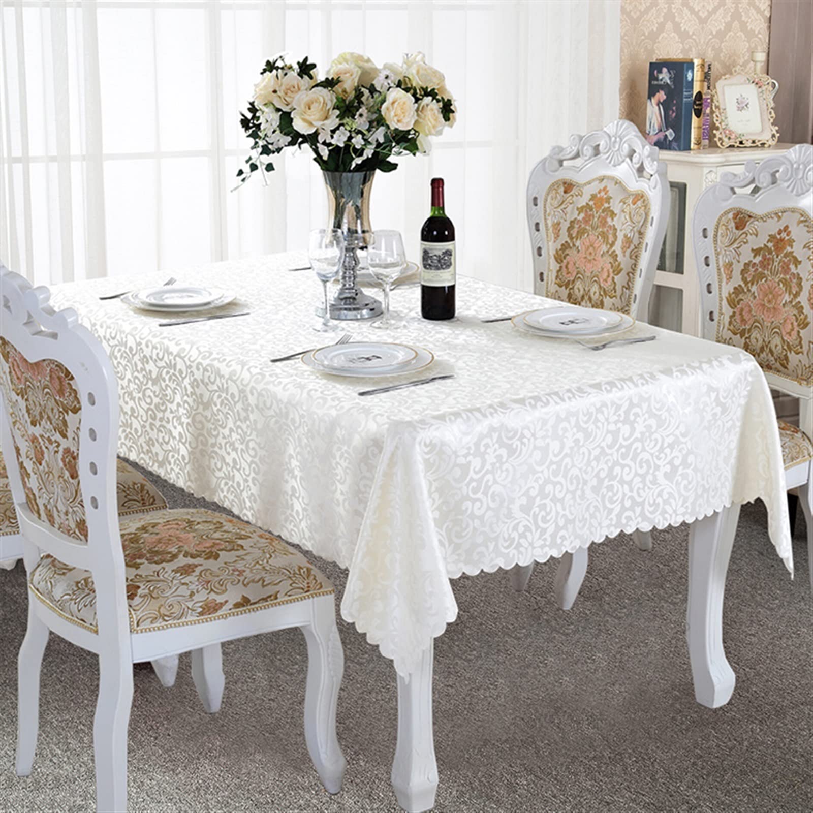 Mantel De Comedor Rectangular Cubierta Protectora de Lujo for Mesa de Decoración De Mesa De Comedor, Tela de Mantel Jacquard Rectangular ecológica for Restaurante de Bodas Moderno