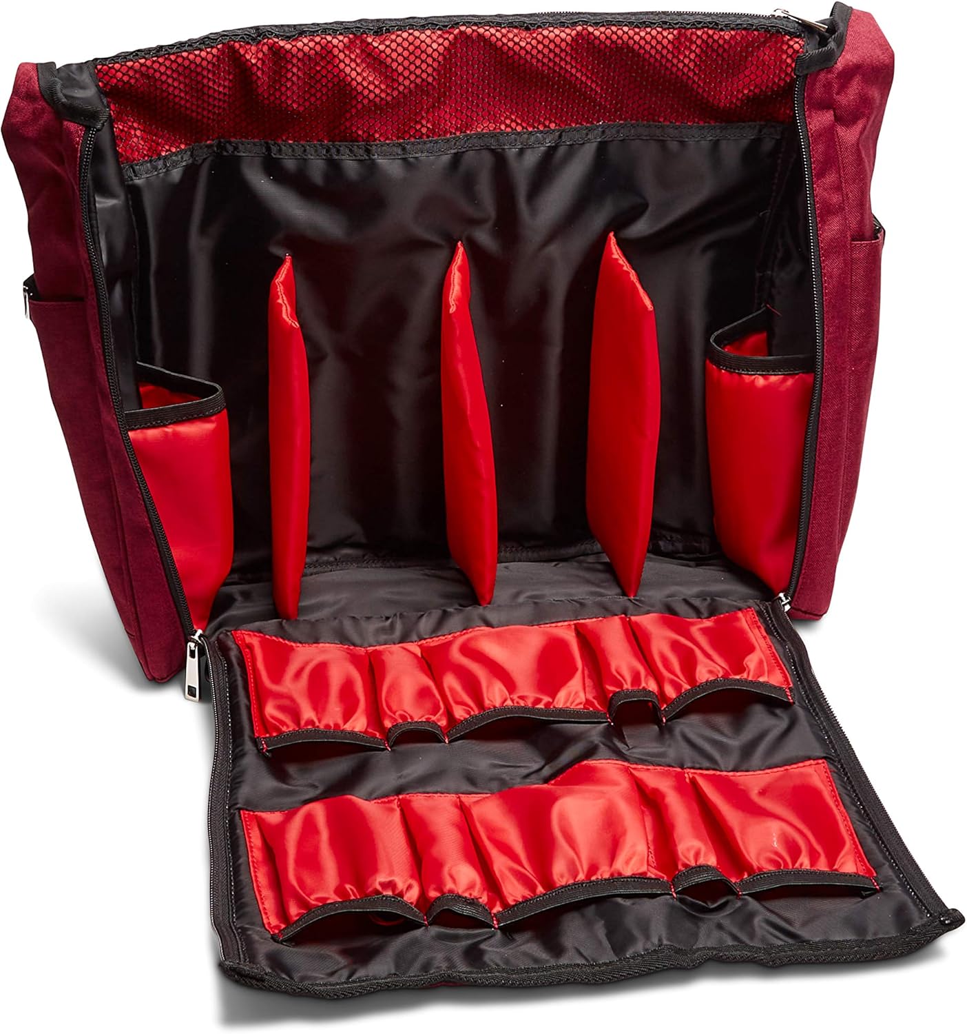 Bartender Travel Bar Bag, Crimson Red & Black, Water Resistant, Bartending Supplies, Pockets for Carrying Cocktail Kit (Bag Only)