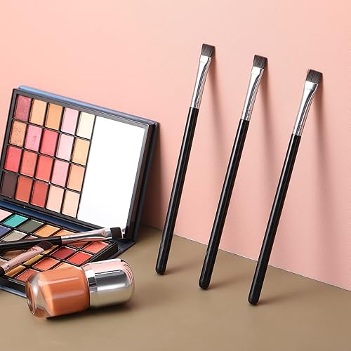 Miniatura 7 de 12 piezas de delineador de ojos plano corrector de cejas, cepillo definidor plano para cejas, cepillo firme y rígido de cerdas sintéticas finas,