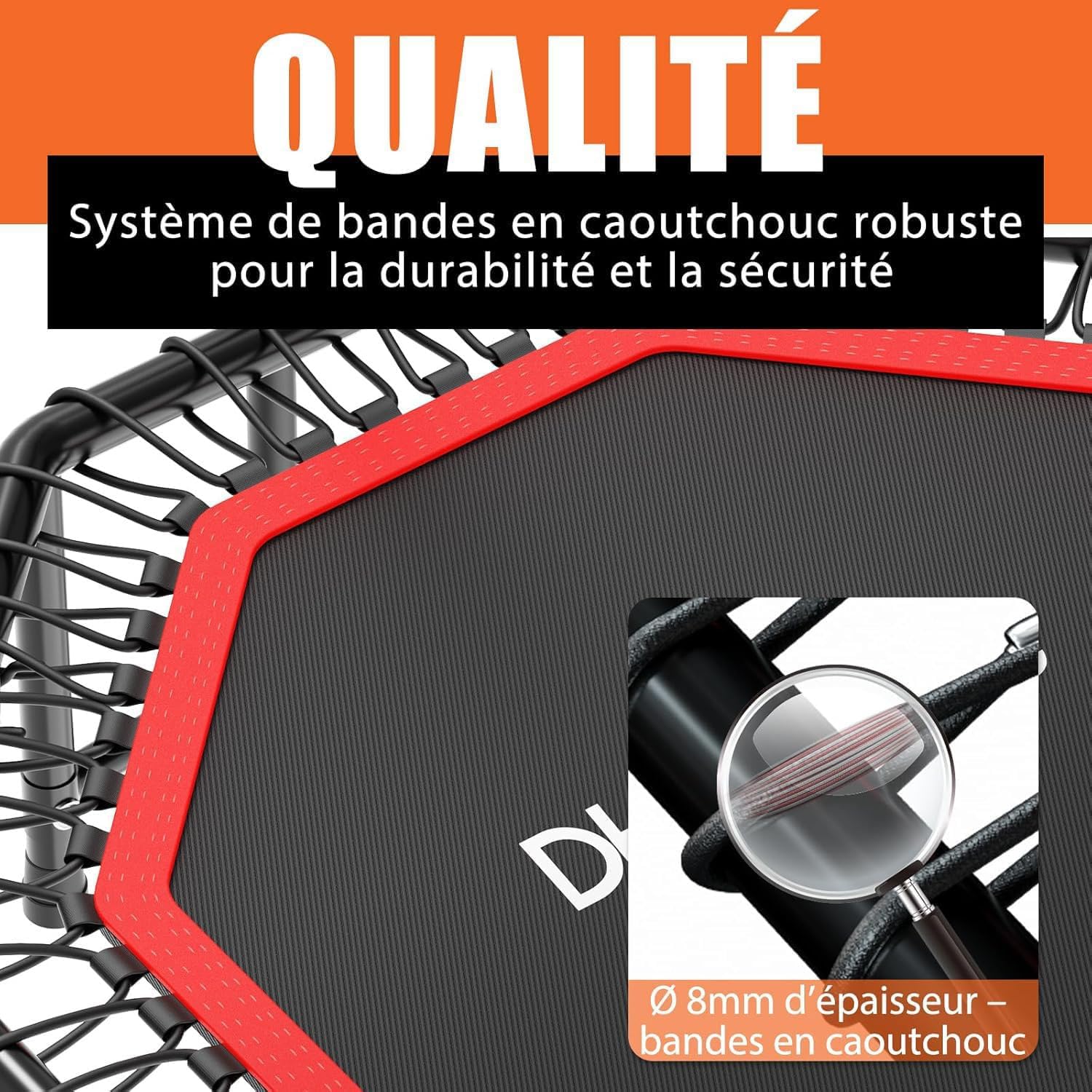 DH FITLIFE Trampoline de Fitness intérieur Pliable sans Installation | Ø121 cm (48 Pouces) | capacité de Charge 150 kg | 3 Niveaux de poignées réglables | Stable et Silencieux