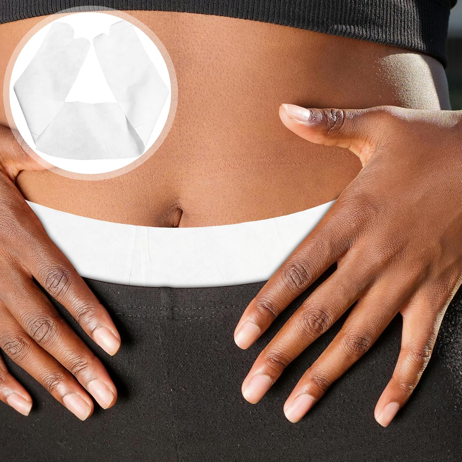 Mikinona Disposable Belly Sweat Liners Pads Large Size Cotton Absorbent Under Belly Sweat Absorber Skin Protection for Tummy Rash 20pcs White Set