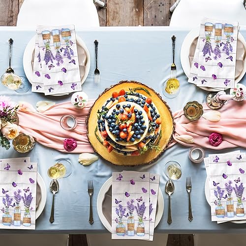 Miniatura 56 de Seajan 200 servilletas florales azules desechables para invitados, toallas de mano para baño, toallas de papel, toallas de mano, toallas de papel