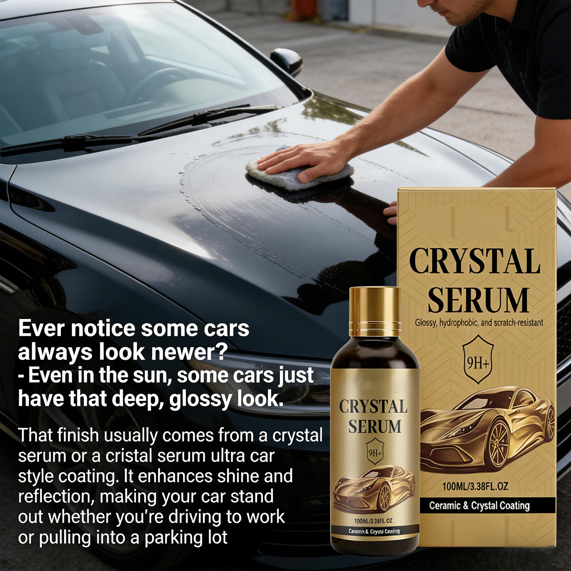 PTZ Crystal Serum for Cars – 9H Graphene Ceramic Coating for Car Paint Protection, High Gloss Hydrophobic DIY Coating (3PC)