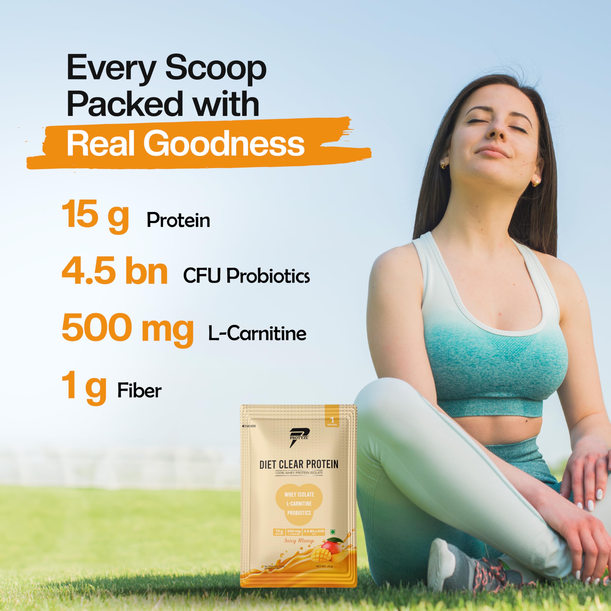Protyze Diet Clear Whey Protein Isolate 330gm | 15g Protein Per