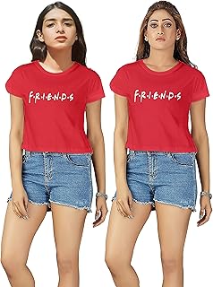Hangout Hub Women Crop Top T-Shirts | Half Sleeve | Friends Printed Tshirts | Double Weaved | Shrink Free Tees | Casual T- Price In India