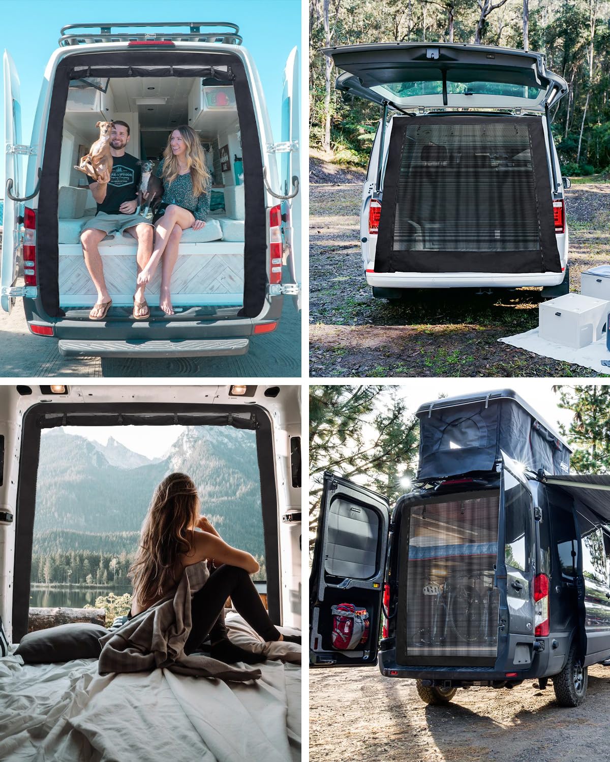 SUPAREE 170x165cm Moustiquaire Hayon Voiture Moustiquaires Porte Arrière Moustiquaire pour Porte de Van Universel avec Fermeture Auto-agrippante et Zipper pour Camping-Car Caravane
