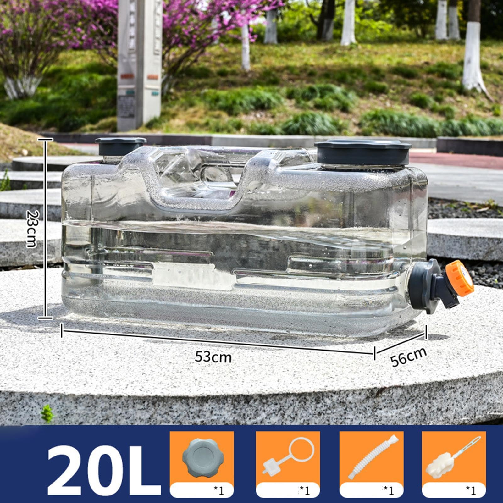 Bidón de Agua para Camping, Depósito de Agua con Grifo, Cubo con Cepillo de Limpieza, Multiusos para Emergencias, Senderismo, Etc.