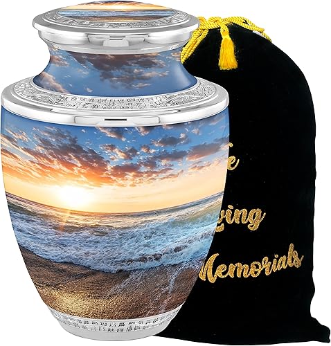 Urnas de cremación de puesta de sol para adultos, para hombres y mujeres, urnas de entierro de 200 libras para cenizas humanas, urnas decorativas