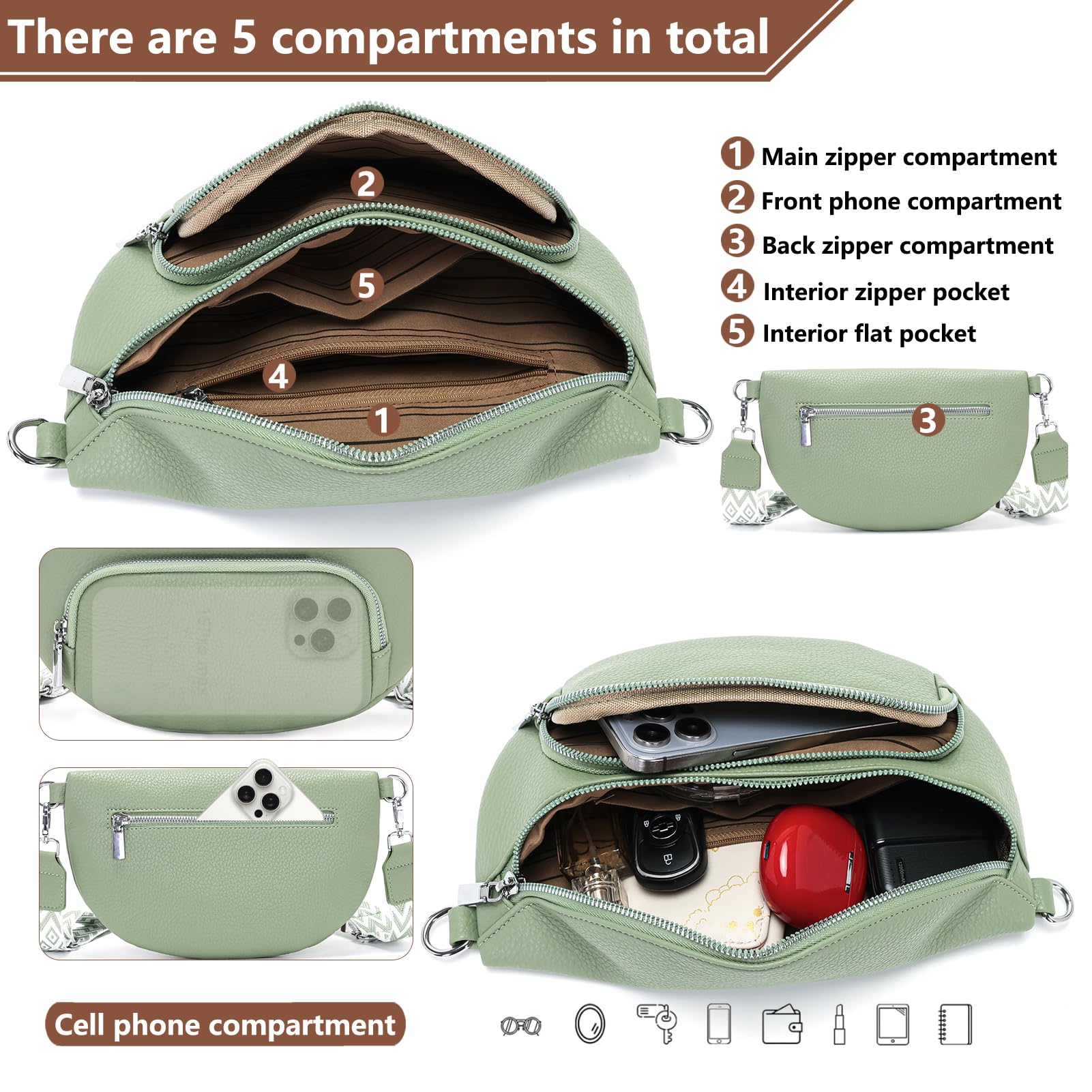 Rorimyth Borsa Tracolla Donna Nera Borsa Marsupio Donna Elegante Borsetta Ragazza Borsette Donna Marsupio Donna Tracolla