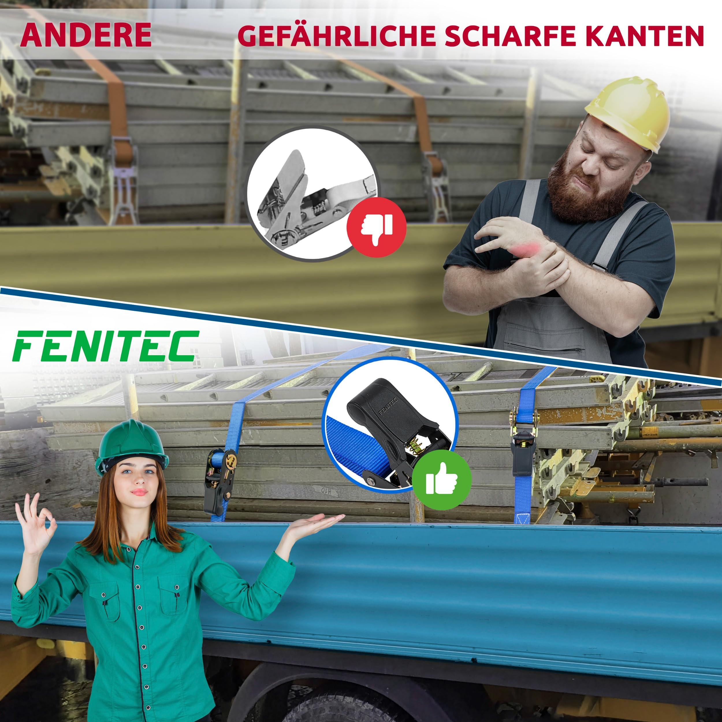 4X Spanngurte mit Ratsche und Haken 5m 25mm – 1000kg Bruchlast – TÜV/GS EN 12195-2 geprüfte Zurrgurte – Doppelnaht – Ratschengurte Set zur Ladungssicherung bei jedem Wetter (Blau, 1000 kg)