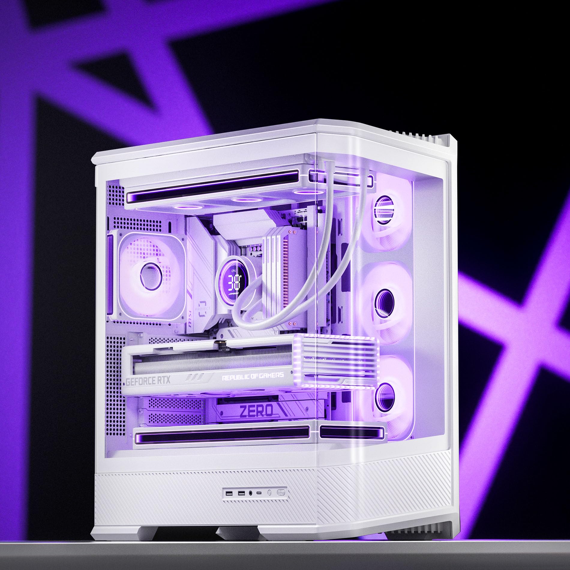 Jonsbo D400 obudowa PC biała | ATX Midi-Tower z panoramicznym oknem 270°, podwójny grzejnik 360 mm, USB-C