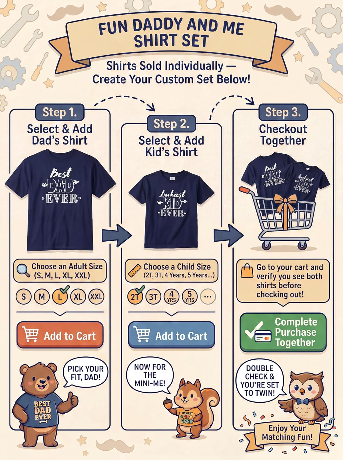Unique Baby Best Dad Ever and Luckiest Kid Ever Daddy and Me Matching Father's Day Shirts Set Navy
