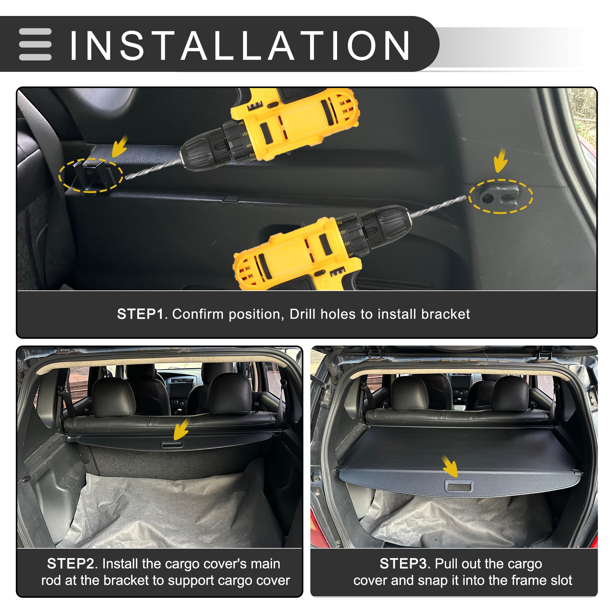 Motoforti Copertura del bagagliaio retrattile per BMW X1 E84 2009-2015, Ripiano del bagagliaio posteriore retrattile, in tela, con accessori, Nero in fibre di carbonio