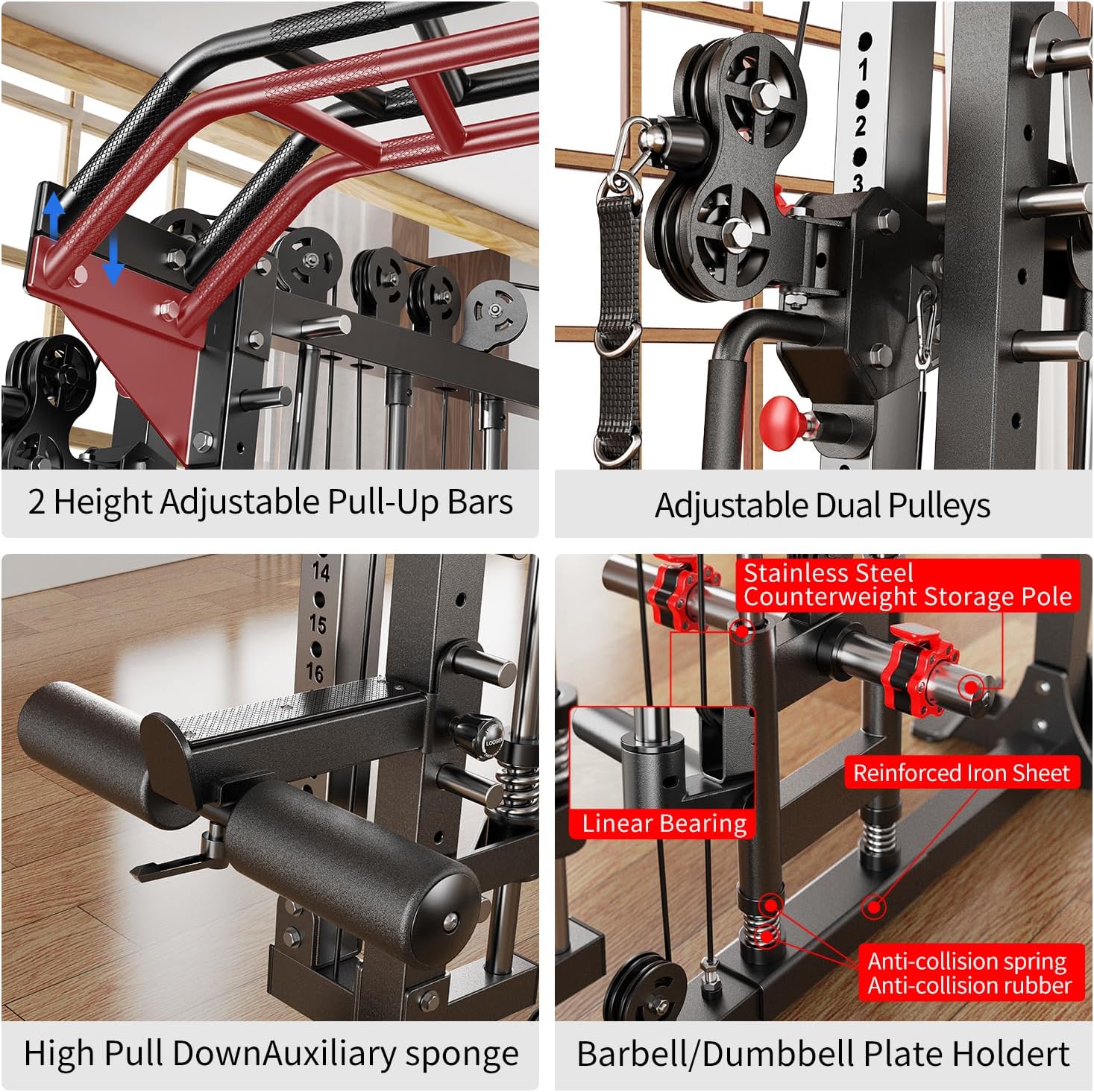 XGSW XINGESIWR XGSW Multi-Purpose Squat Rack – Smith Machine with Cable Crossover System - Image 5