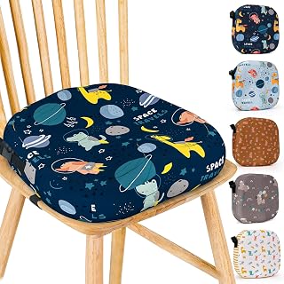 Toddler Booster Seat for Dining Table, 4 inch Ergonomic Design Dining Chair Heightening Cushion Portable Dismountable Eating, Washable Kids Toddler Booster Cushion, Adjustable Elasticity Straps (Star)