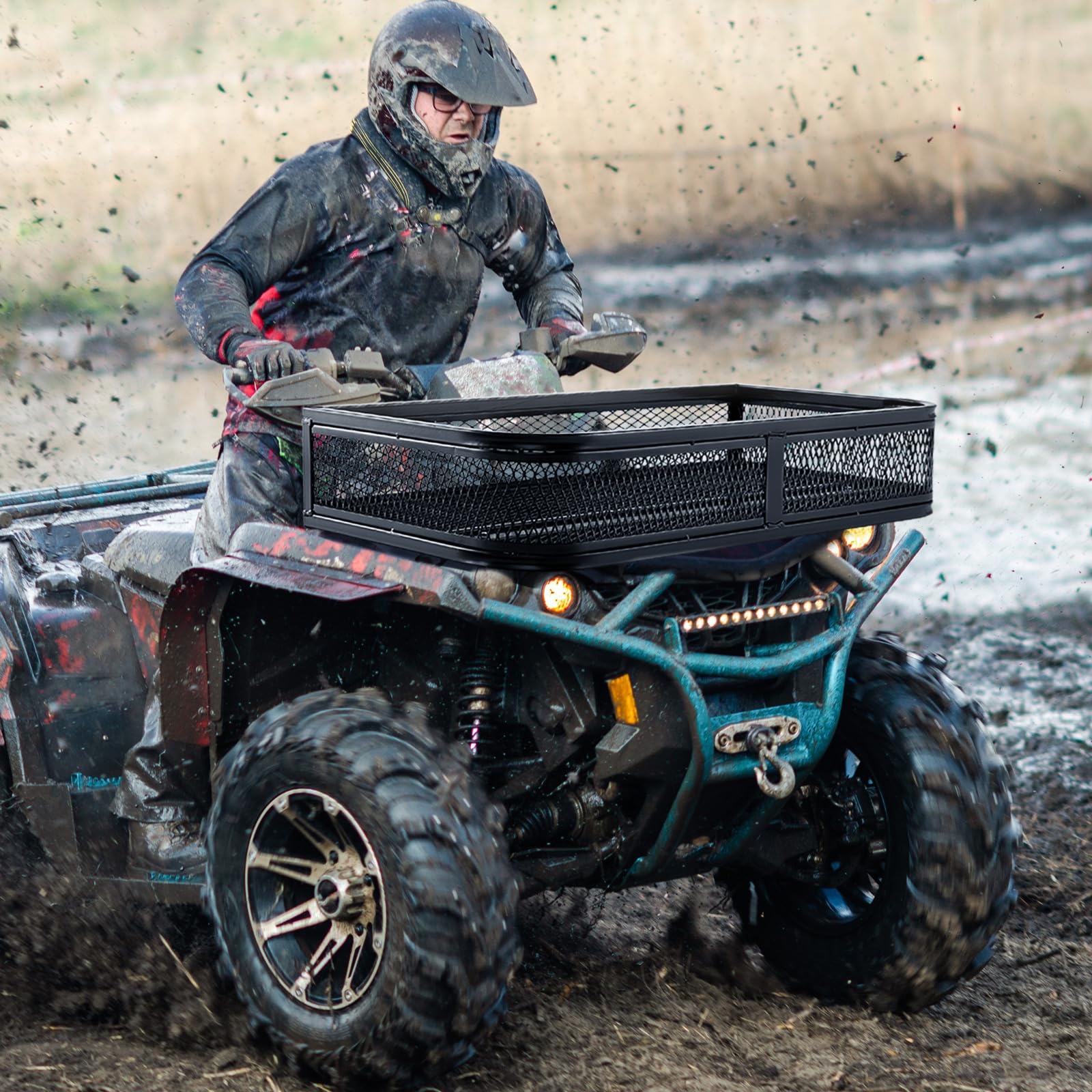 COSTWAY ATV-Frontladekorb, Frontgepäckkorb, Gepäckträgerkorb, ATV/UTV-Zubehör-Aufbewahrungskorb, ATV-Laderaumbox, 92 x 44 x 16,5 cm
