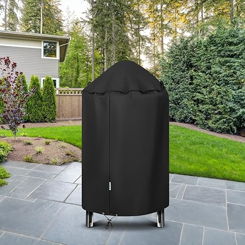Vista 8 de SunPatio Cubierta redonda para ahumador de 30 pulgadas, resistente e impermeable, para parrilla Weber, Charbroil, Char-Griller Kamado y más