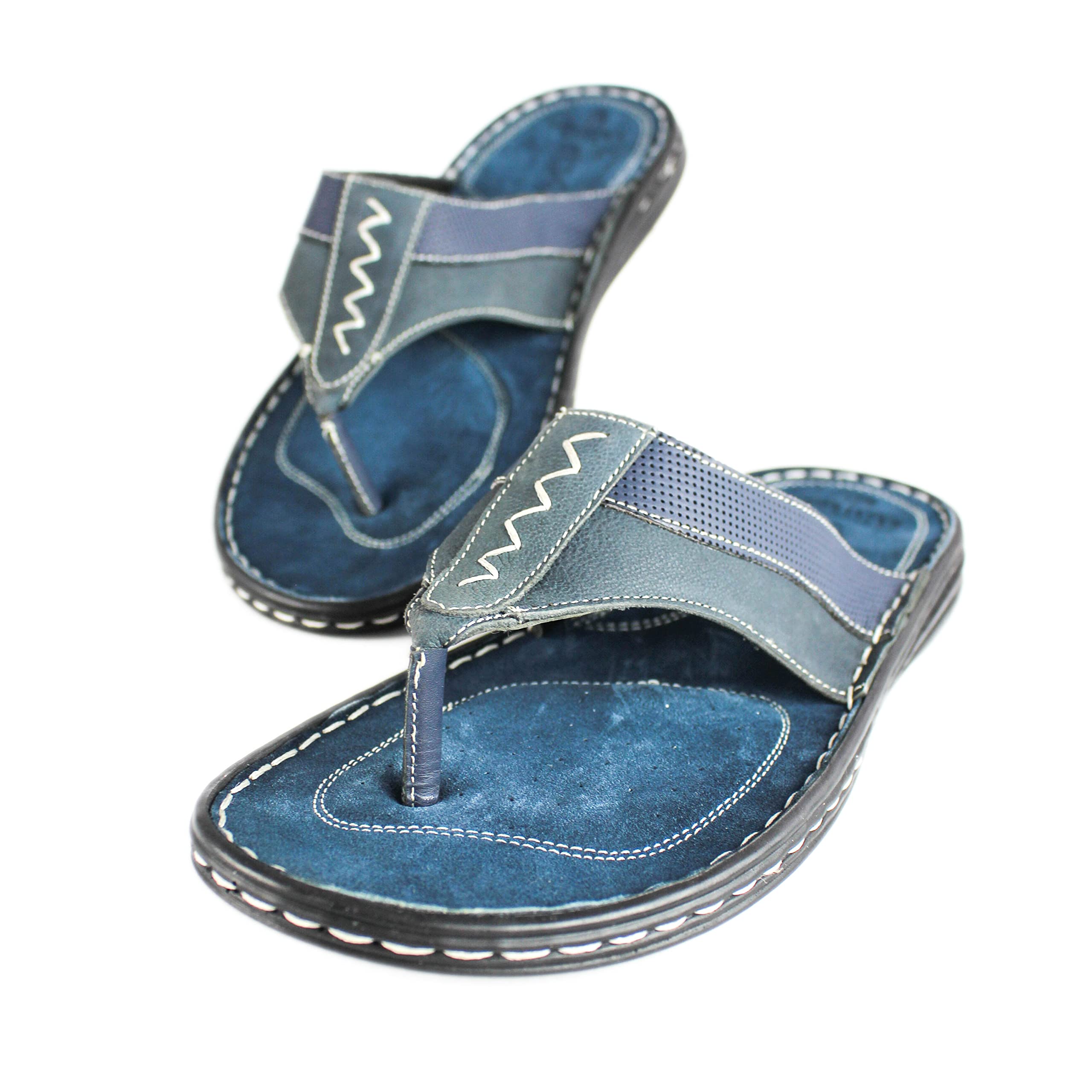 Zerimar Sandalia de Verano de Piel para Hombre | Chancla de Vestir de Dedo | Suela Goma Antideslizante | Plantilla Piel | Hecho a Mano