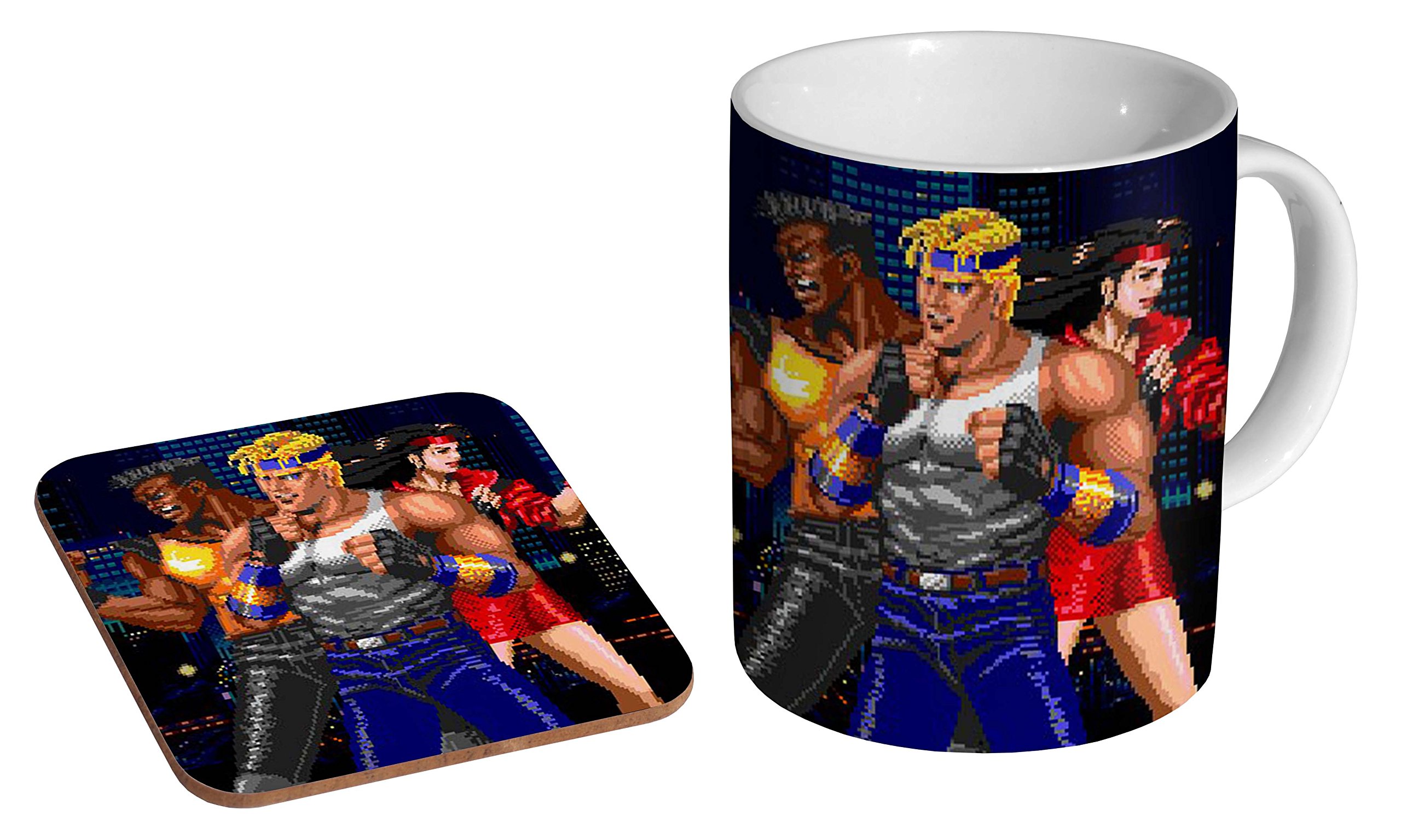 Mugmart White Streets Of Rage Classic Graphics Ceramic Coffee Mug + Coaster Gift Set …