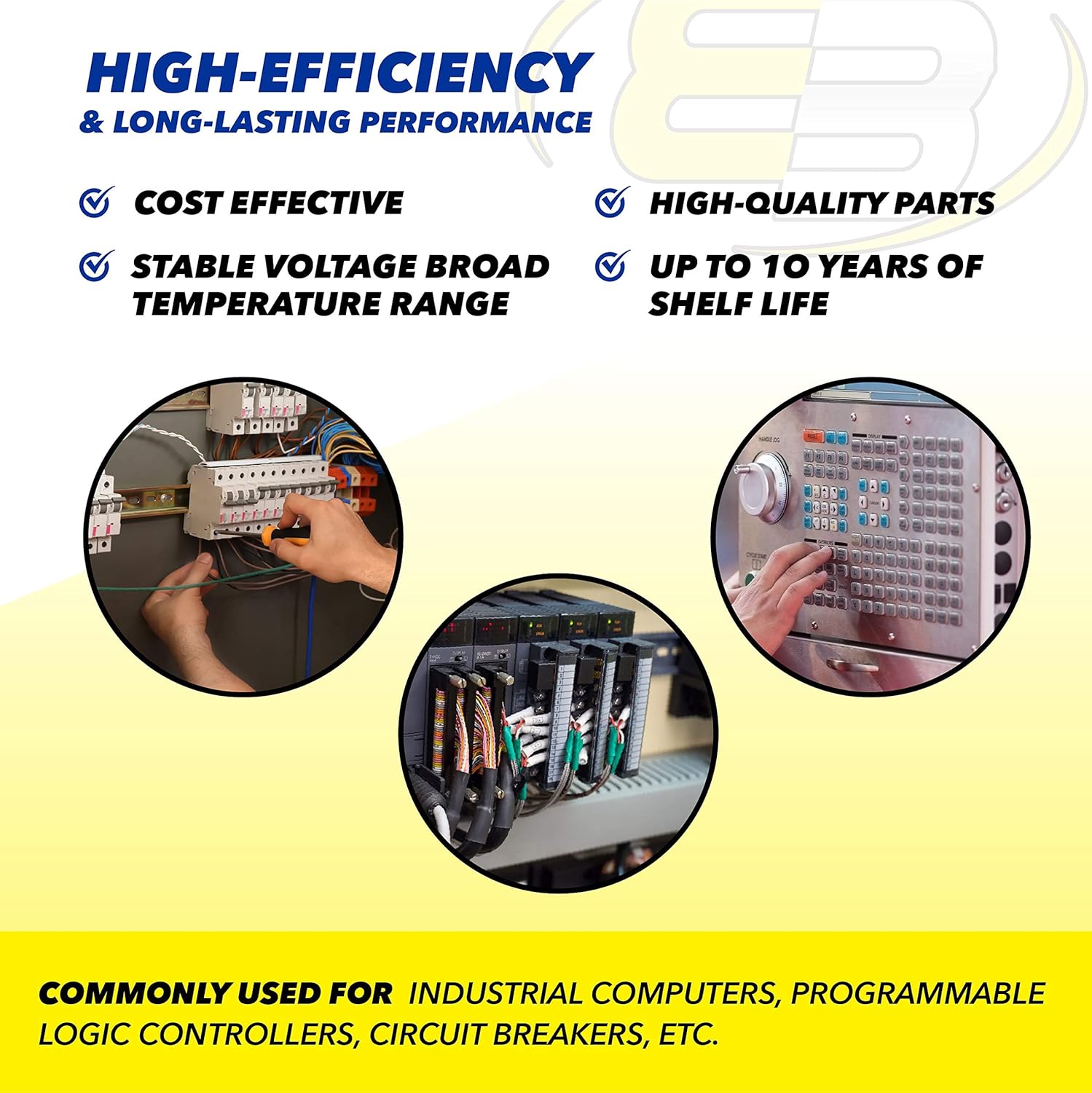 Exell Battery (5-Pack) 3V Lithium PLC Computer Backup Battery Replaces COMP-221, Modicon 990XCP98000, Modicon 990XCP980000, Modicon CR17335SE-WR, Modicon Quantum PLC