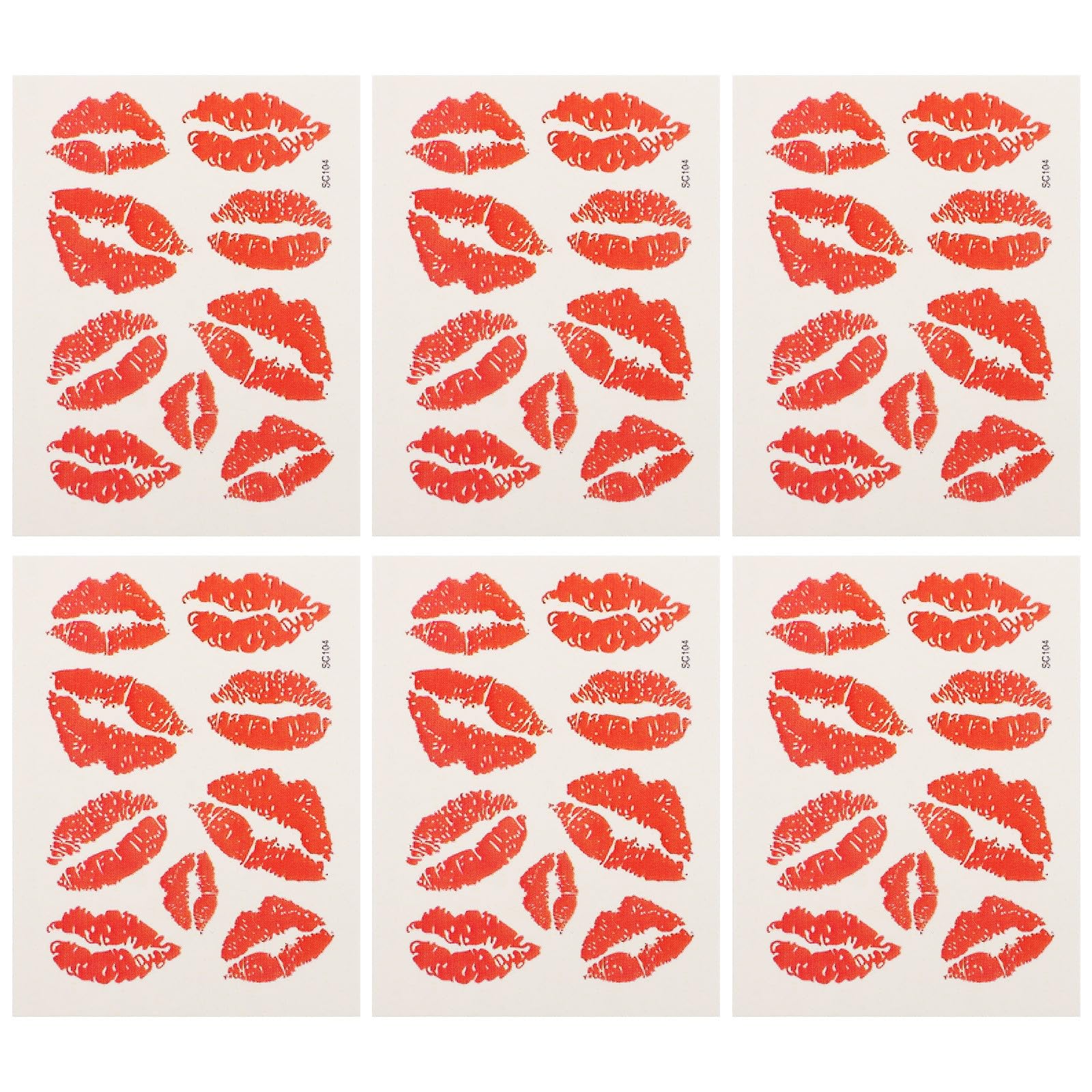 FRCOLOR 6 Tatuaggi Temporanei a Forma di Labbra Rosse per San, Adesivi Temporanei Impermeabili per La Festa di San