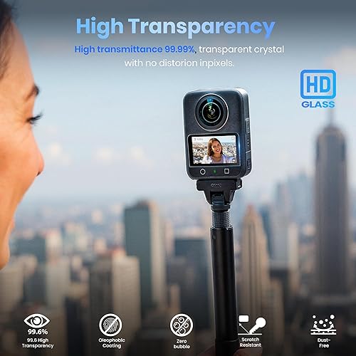 Miniatura 5 de STARTRC PHOTO Juego de película protectora de pantalla (paquete de 2) y tapa de lente para accesorios OSMO 360, película de pantalla LCD de vidrio