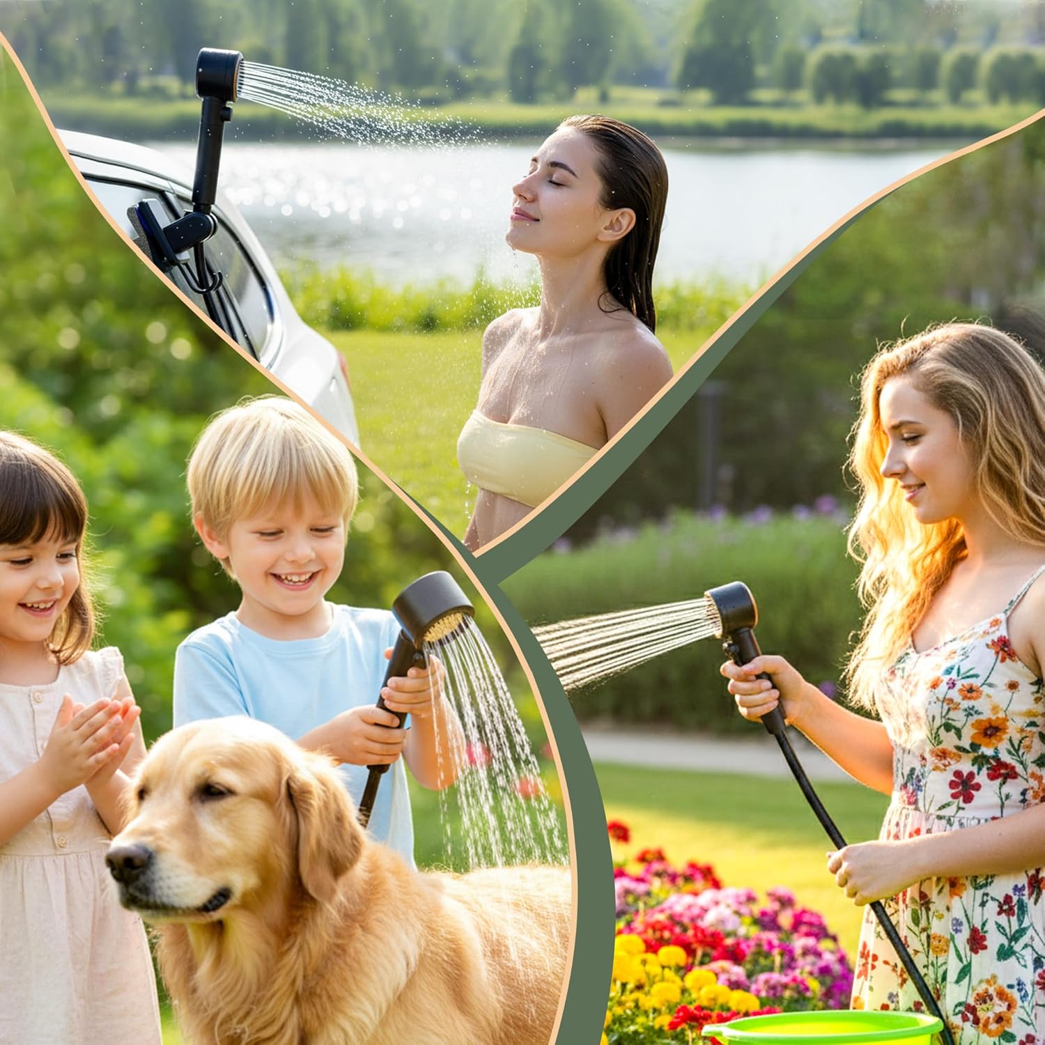 Outdoor Shower Kit – Heats 5 Gallons Fast, 180 Min Runtime, 5 Modes – A Portable Hot Water Shower with Adjustable Pressure, Smart Display, & USB-C Rechargeable – From Camping Showers to Dog Shower