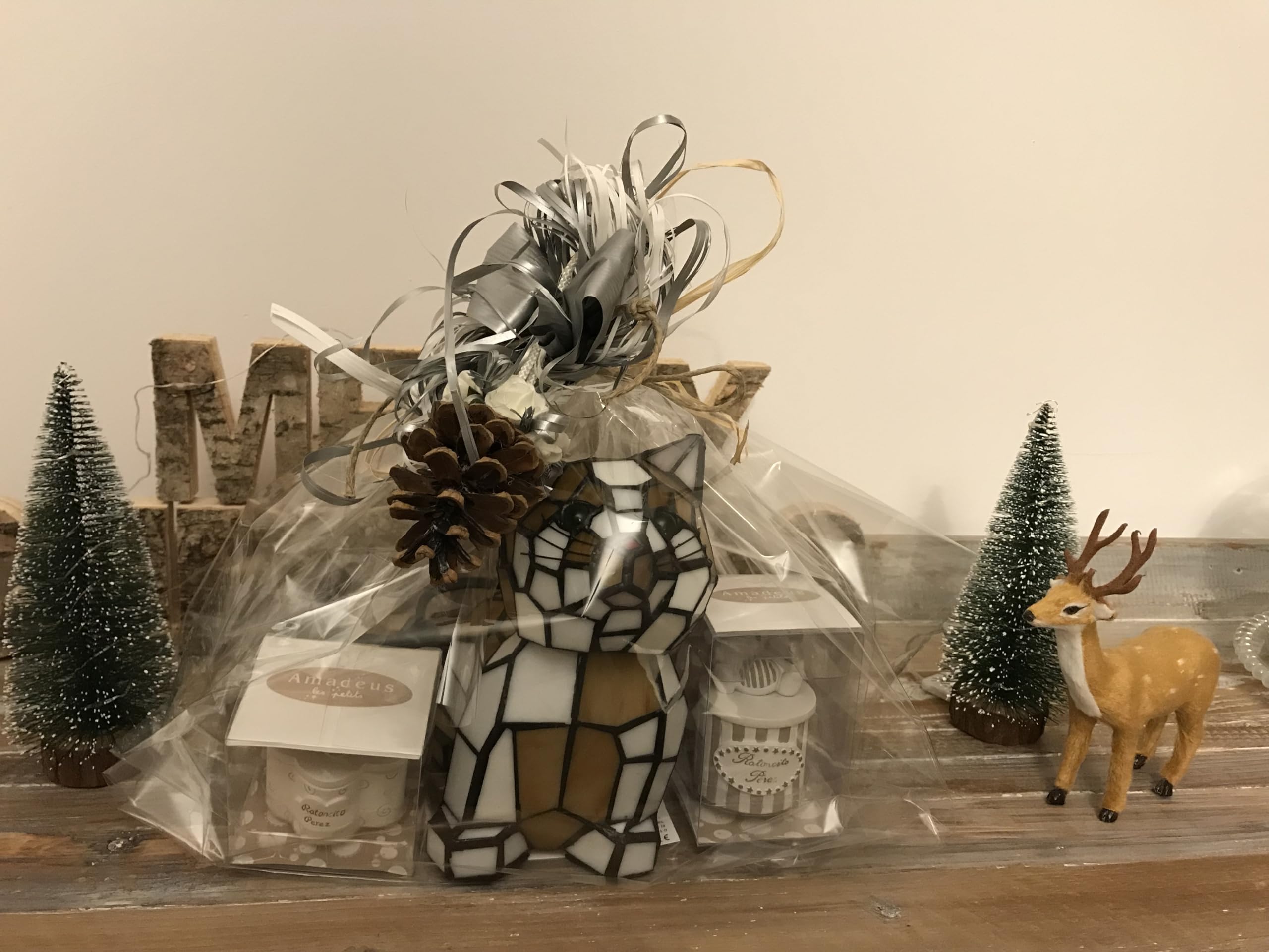 Figura Gato Tiffany Marrones 13 x 22 x 20 cm