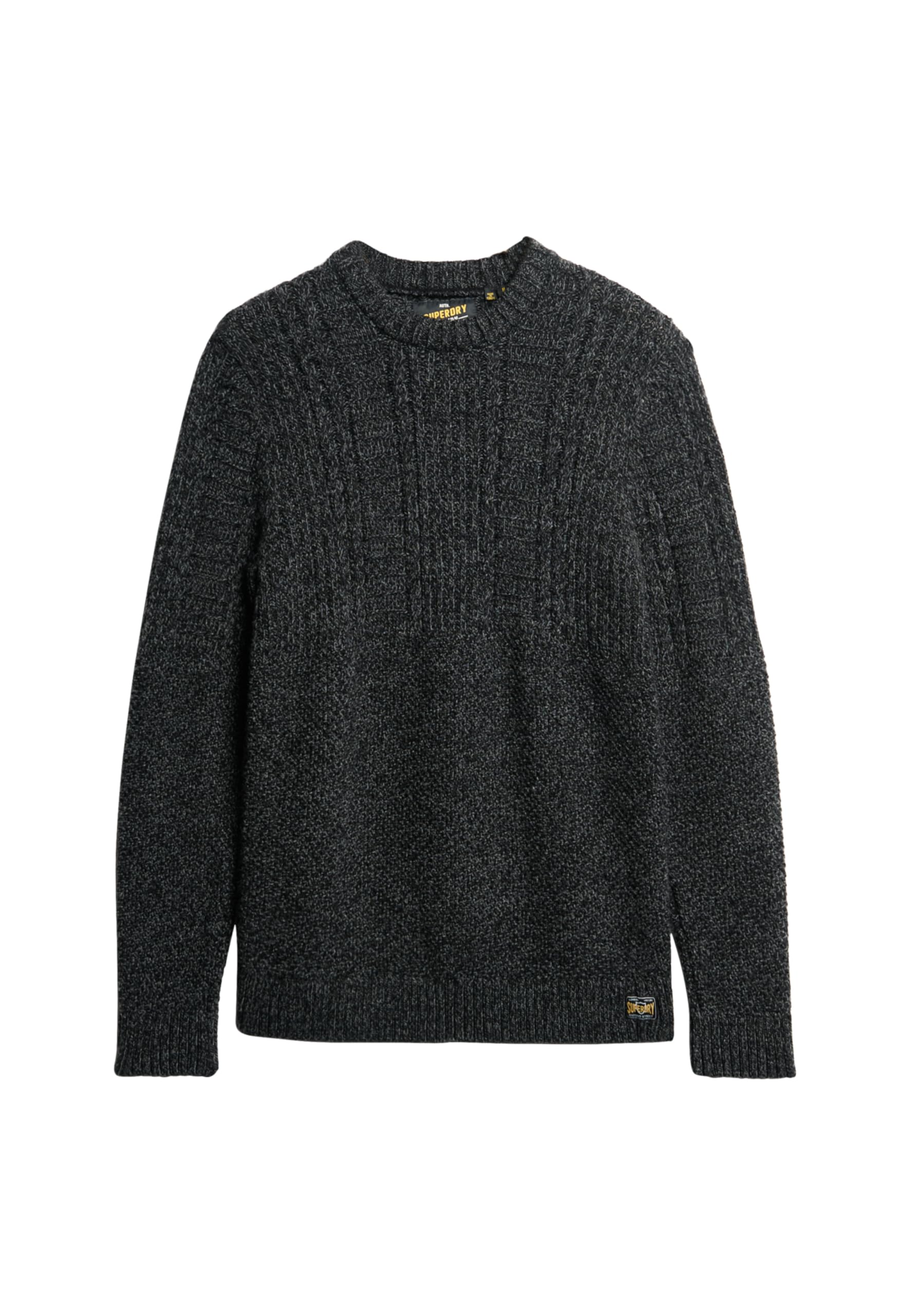 Superdry Men's Jacob Cable Knit Sweater, Anthracite Black Twist, XXL