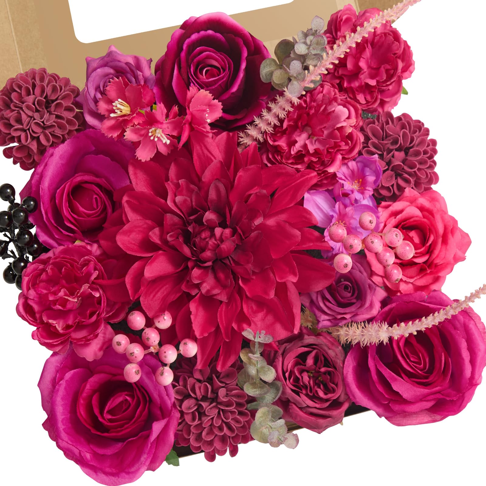 Alecono Artificial Flowers Hot Pink Bouquet
