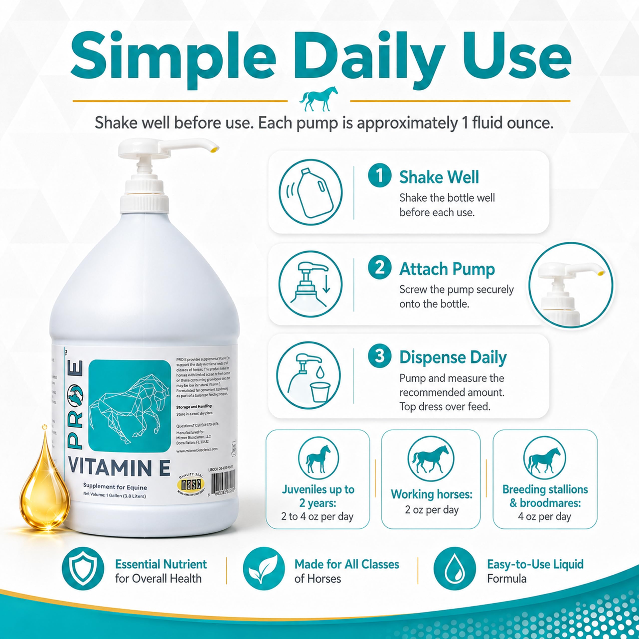 PRO E Equine Vitamin E Supplement, Liquid for Horses, 1 Gallon — Amazon image 3