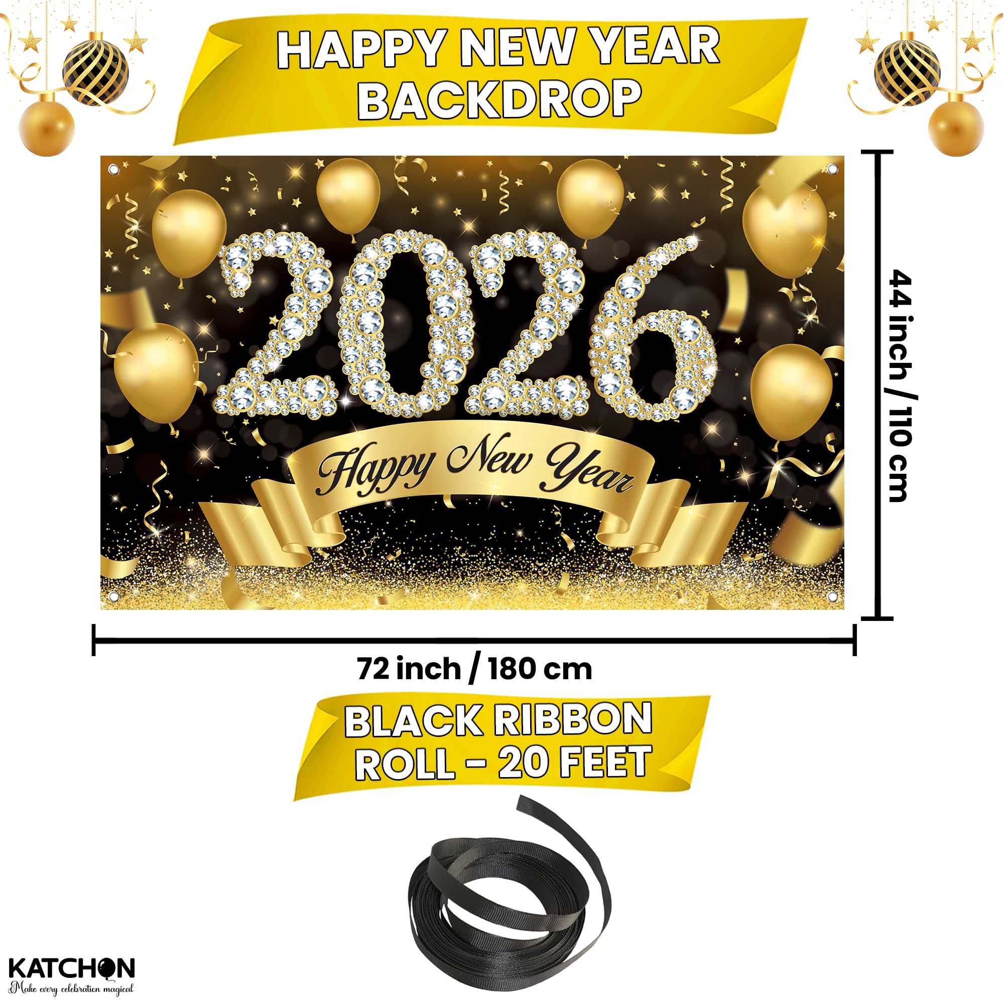 Snapklik.com : Katchon, Xtralarge Happy New Year Banner - 72x44 Inch ...