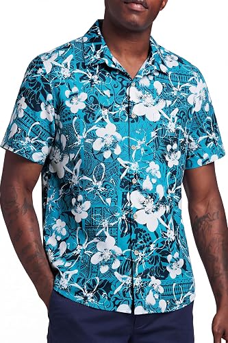 KYKU Men's Hawaiian Shirt Button Down Short Sleeve Tropical Casual Beach Shirts 