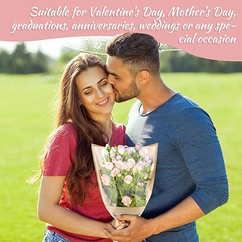 Miniatura 5 de Harloon 100 bolsas de regalo de flores de 11 x 5.1 x 17.3 pulgadas, fundas de flores de papel kraft para ramos, papel de regalo de flores