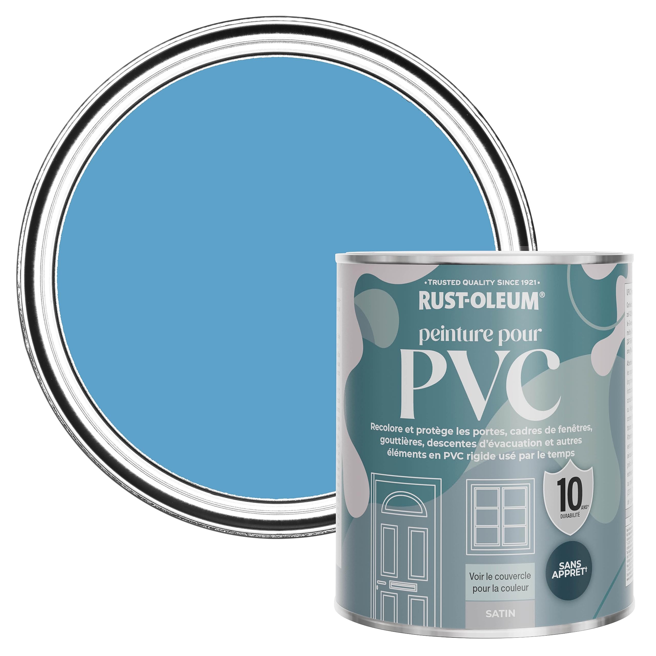 Rust-Oleum Peinture Bleue pour Portes & Fenêtres en PVC, Finition Satinée - Céruléen 750ml