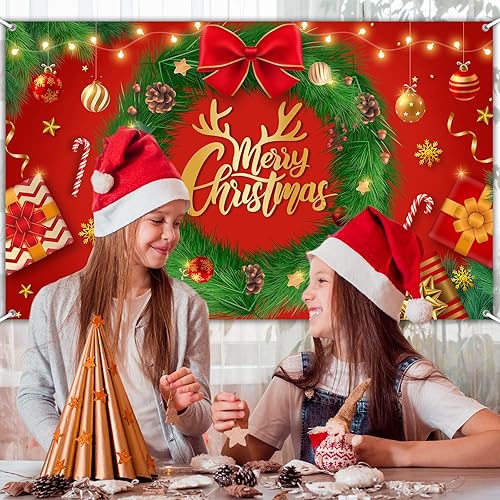 Miniatura 6 de Avezano Cartel de Feliz Navidad, telón de fondo rojo de Navidad para decoraciones de fiesta, invierno, Año Nuevo, Nochebuena, reuniones familiares,