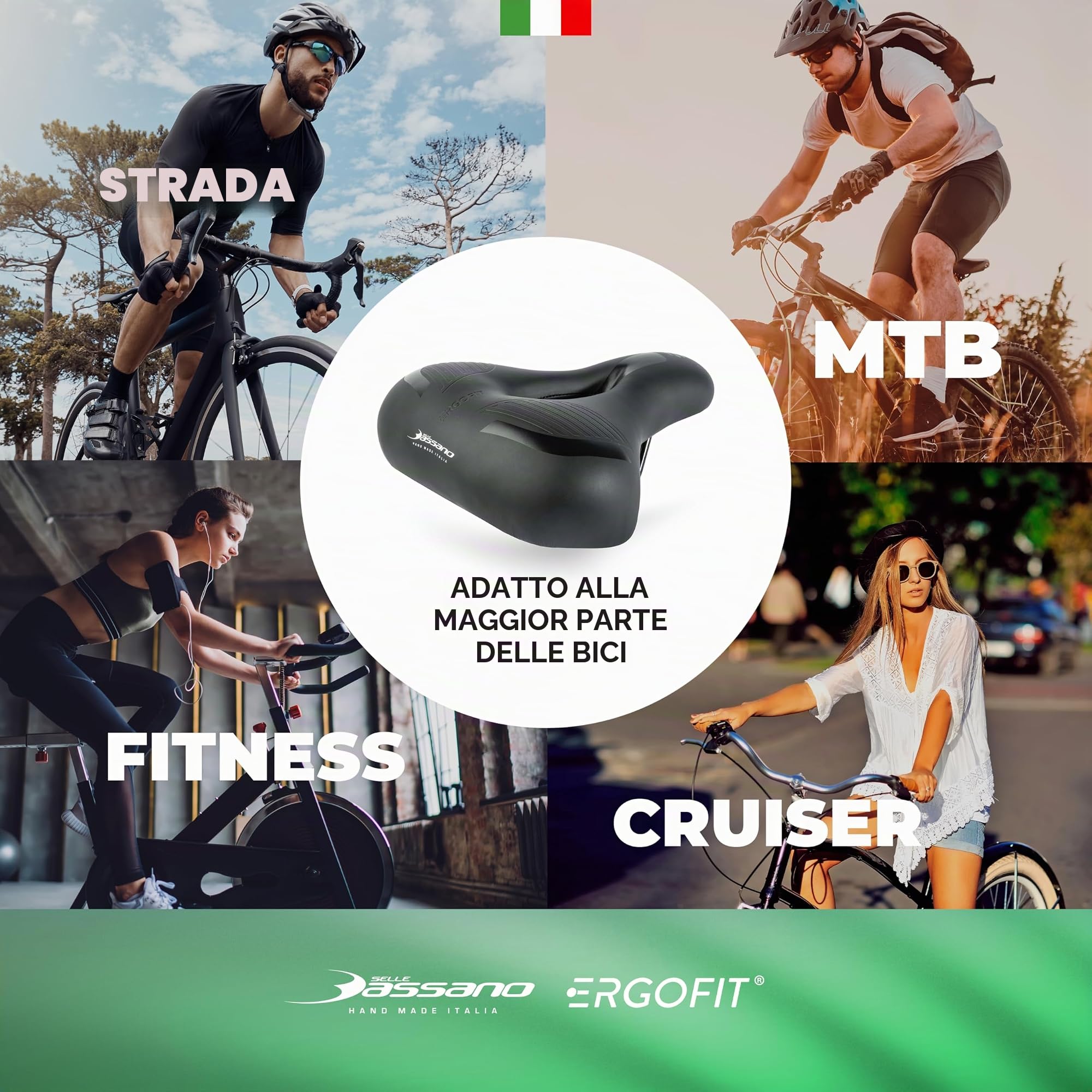 Selle Bassano - Viale Ergofit City XXL, Sella per Bicicletta con Tecnologia Ergofit, Comoda ed Ergonomica, Made in Italy